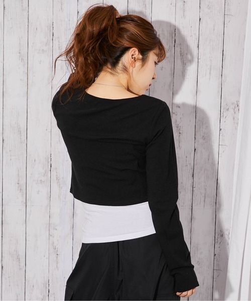 GORGE(ゴージ)の「《レースアップ・クロップド》カットソー/Y2K×ガーリー/春夏秋/全3色(Tシャツ/カットソー・レディース・ブラック/オフホワイト/グレー・F)」の8枚目の写真
