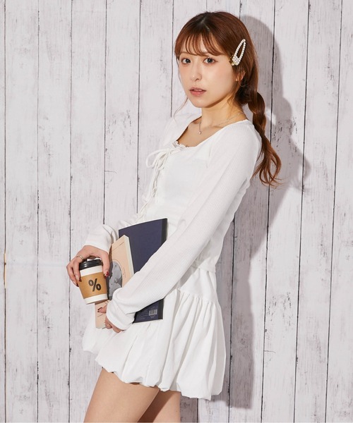 GORGE(ゴージ)の「《レースアップ・クロップド》カットソー/Y2K×ガーリー/春夏秋/全3色(Tシャツ/カットソー・レディース・ブラック/オフホワイト/グレー・F)」の17枚目の写真