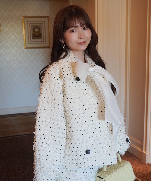 EIMY ISTOIRE(エイミーイストワール)の「ドットツイードショートトレンチコート(トレンチコート・レディース・ブラック/ホワイト・F)」の7枚目の写真