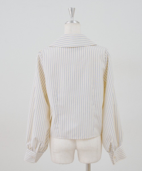 Another Branch olive des olive（アナザーブランチオリーブデオリーブ）の「ピコレースボウタイブラウス（シャツ/ブラウス・レディース・ブルー/オフホワイト/ストライプ/チェック・FREE）」の7枚目の写真