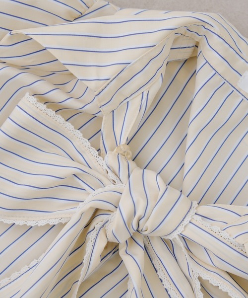 Another Branch olive des olive（アナザーブランチオリーブデオリーブ）の「ピコレースボウタイブラウス（シャツ/ブラウス・レディース・ブルー/オフホワイト/ストライプ/チェック・FREE）」の12枚目の写真