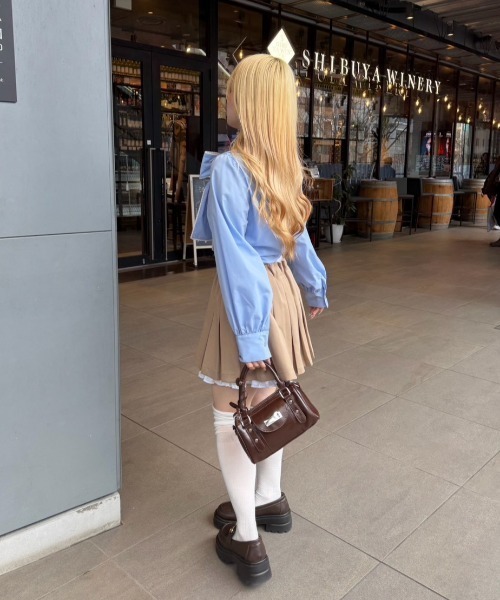 Another Branch olive des olive（アナザーブランチオリーブデオリーブ）の「ピコレースボウタイブラウス（シャツ/ブラウス・レディース・ブルー/オフホワイト/ストライプ/チェック・FREE）」の16枚目の写真