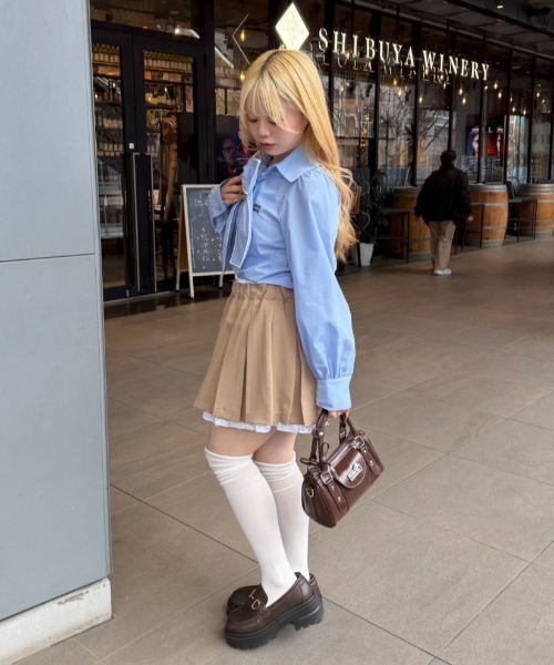 Another Branch olive des olive（アナザーブランチオリーブデオリーブ）の「ピコレースボウタイブラウス（シャツ/ブラウス・レディース・ブルー/オフホワイト/ストライプ/チェック・FREE）」の17枚目の写真