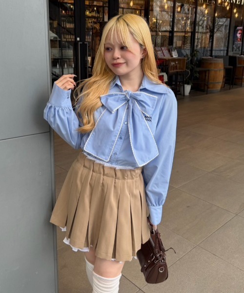 Another Branch olive des olive（アナザーブランチオリーブデオリーブ）の「ピコレースボウタイブラウス（シャツ/ブラウス・レディース・ブルー/オフホワイト/ストライプ/チェック・FREE）」の19枚目の写真