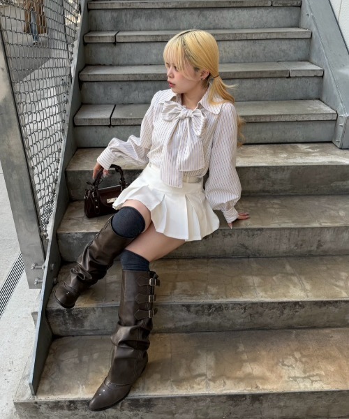 Another Branch olive des olive（アナザーブランチオリーブデオリーブ）の「ピコレースボウタイブラウス（シャツ/ブラウス・レディース・ブルー/オフホワイト/ストライプ/チェック・FREE）」の22枚目の写真