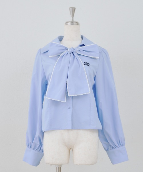 Another Branch olive des olive（アナザーブランチオリーブデオリーブ）の「ピコレースボウタイブラウス（シャツ/ブラウス・レディース・ブルー/オフホワイト/ストライプ/チェック・FREE）」の21枚目の写真