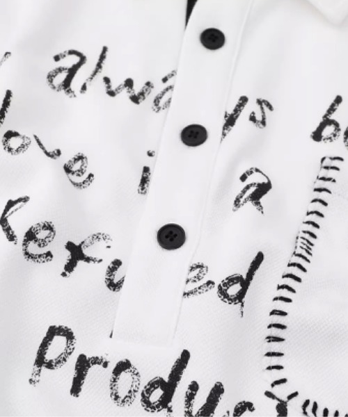 U:UME(ユーム)の「Letter Print Polo T(ポロシャツ・メンズ・ブラック/ホワイト・XX-LARGE/X-LARGE/LARGE/MEDIUM)」の4枚目の写真