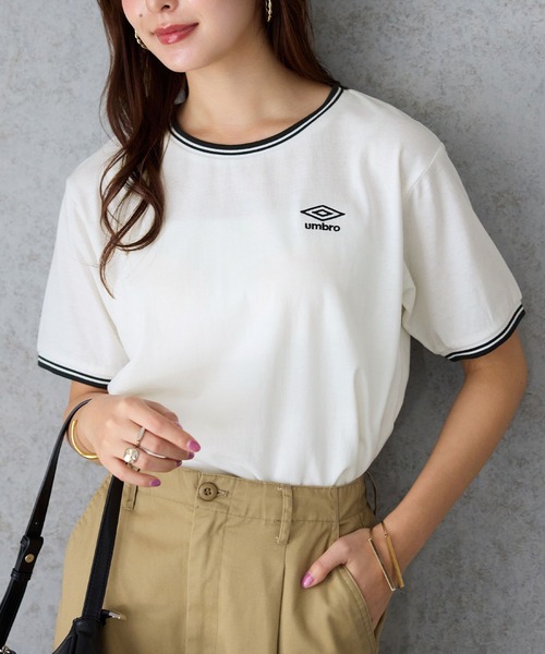 UMBRO（アンブロ）の「【アンブロ】配色ラインロゴ刺しゅうTシャツ（Tシャツ/カットソー・レディース・ブラック/ホワイト/ネイビー・LL/L/M）」の11枚目の写真