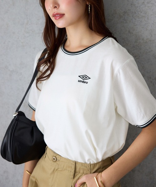 UMBRO（アンブロ）の「【アンブロ】配色ラインロゴ刺しゅうTシャツ（Tシャツ/カットソー・レディース・ブラック/ホワイト/ネイビー・LL/L/M）」の12枚目の写真