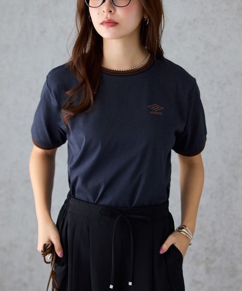 UMBRO（アンブロ）の「【アンブロ】配色ラインロゴ刺しゅうTシャツ（Tシャツ/カットソー・レディース・ブラック/ホワイト/ネイビー・LL/L/M）」の19枚目の写真