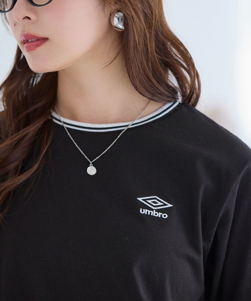 UMBRO（アンブロ）の「【アンブロ】配色ラインロゴ刺しゅうTシャツ（Tシャツ/カットソー・レディース・ブラック/ホワイト/ネイビー・LL/L/M）」の10枚目の写真