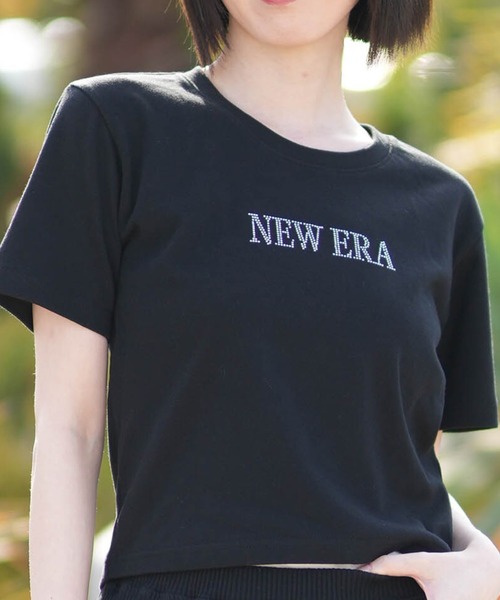 NEW ERA（ニューエラ）の「NEW ERA/ニューエラ レディース 半袖 ショート丈 Tシャツ WS SS MINI THINESTONE（Tシャツ/カットソー・レディース・ホワイト/ブラック・M/S）」の2枚目の写真