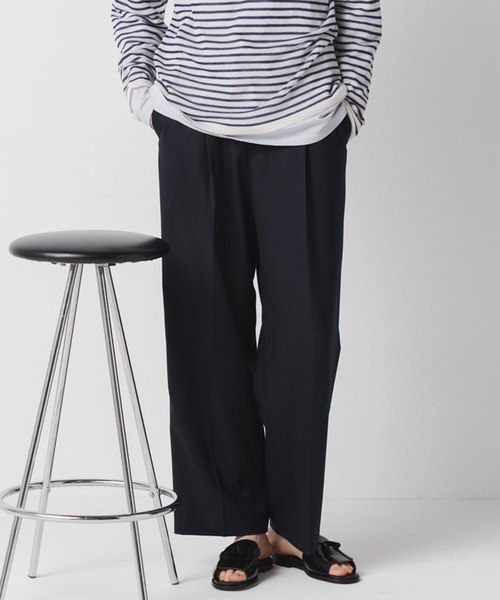 CALMER(カルメール)の「CANONICO ワイドパンツ(スラックス・レディース・ネイビー・1/2)」の1枚目の写真