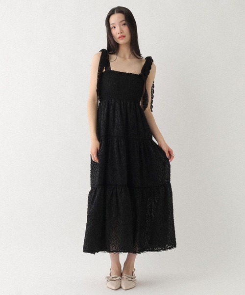 Heather(ヘザー)の「ショルダーレースジャガードワンピース 668945(ワンピース・レディース・ブラック/ホワイト×ブラック/アイボリー・FREE)」の3枚目の写真