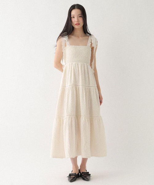 Heather(ヘザー)の「ショルダーレースジャガードワンピース 668945(ワンピース・レディース・ブラック/ホワイト×ブラック/アイボリー・FREE)」の4枚目の写真