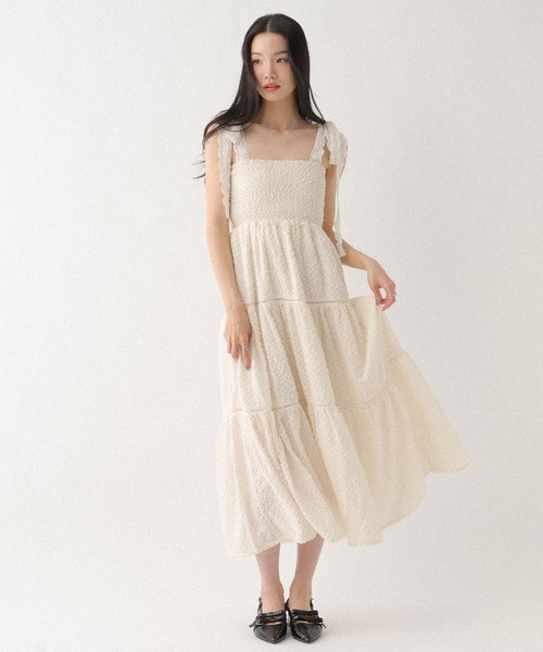 Heather(ヘザー)の「ショルダーレースジャガードワンピース 668945(ワンピース・レディース・ブラック/ホワイト×ブラック/アイボリー・FREE)」の5枚目の写真