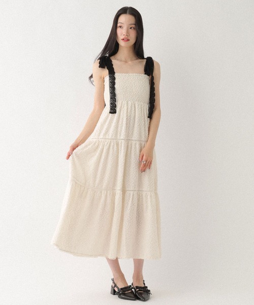Heather(ヘザー)の「ショルダーレースジャガードワンピース 668945(ワンピース・レディース・ブラック/ホワイト×ブラック/アイボリー・FREE)」の8枚目の写真