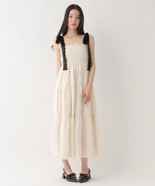 Heather(ヘザー)の「ショルダーレースジャガードワンピース 668945(ワンピース・レディース・ブラック/ホワイト×ブラック/アイボリー・FREE)」の9枚目の写真