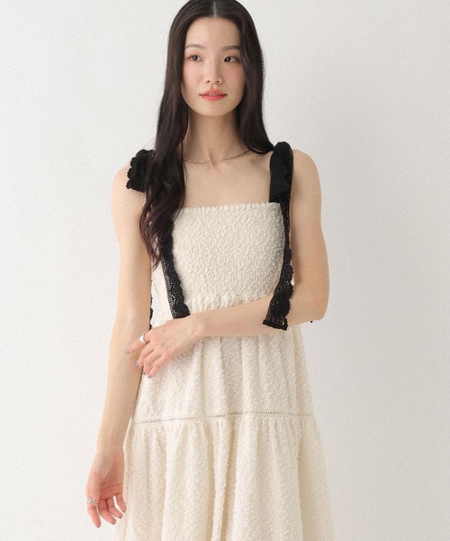 Heather(ヘザー)の「ショルダーレースジャガードワンピース 668945(ワンピース・レディース・ブラック/ホワイト×ブラック/アイボリー・FREE)」の14枚目の写真