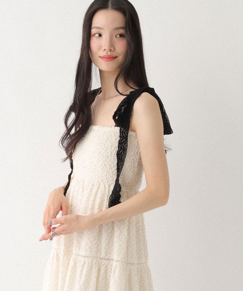 Heather(ヘザー)の「ショルダーレースジャガードワンピース 668945(ワンピース・レディース・ブラック/ホワイト×ブラック/アイボリー・FREE)」の15枚目の写真