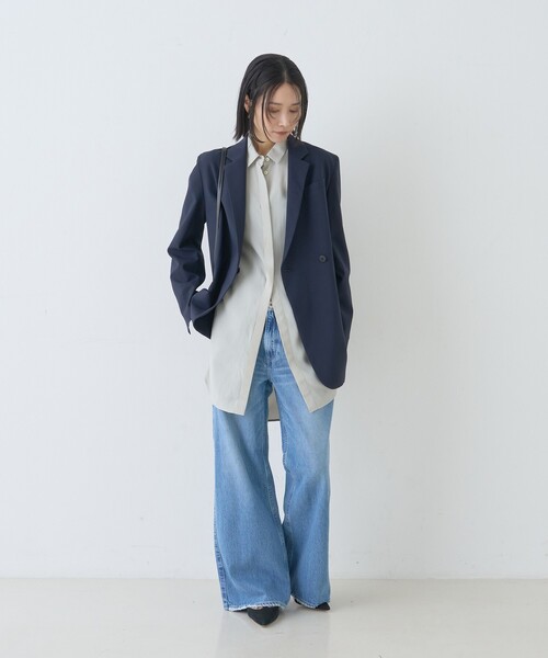 Rouge vif Anna（ルージュヴィフアンナ）の「ウエストタックドレープロングシャツ（シャツ/ブラウス・レディース・オフホワイト/セージグリーン・フリー）」の8枚目の写真