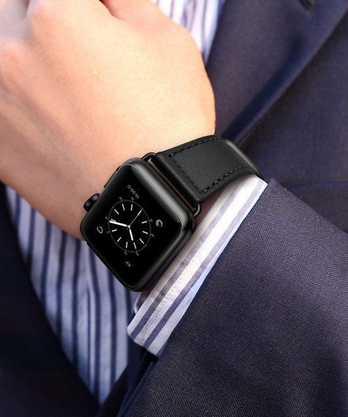 Fun & Daily（ファンアンドデイリー）の「Leather Apple Watch Band / アップルウォッチバンド/ ピンバックル（デジタル腕時計・メンズ・ブラック/ブラウン・B/A）」の2枚目の写真