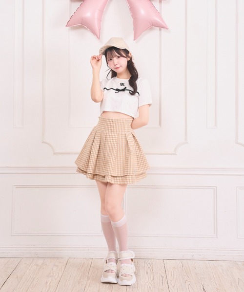 LAFARY（ラファリー）の「ギンガムツイードスカパン（スカート・レディース・ブラック/ピンク/ベージュ・FREE）」の7枚目の写真