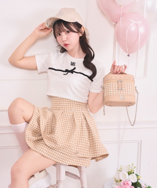 LAFARY（ラファリー）の「ギンガムツイードスカパン（スカート・レディース・ブラック/ピンク/ベージュ・FREE）」の8枚目の写真