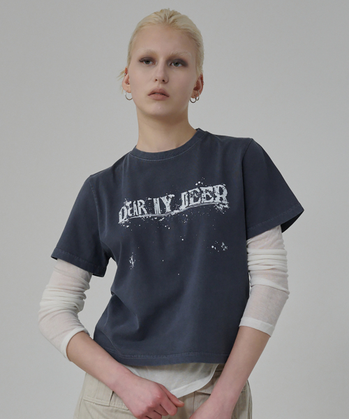 DEARMYDEER(ディアマイディア)の「ペイントドロップTシャツ(ネイビー)(Tシャツ/カットソー・レディース・その他・LARGE/SMALL)」の3枚目の写真