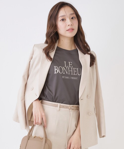 COUP DE CHANCE(クードシャンス)の「【手洗い可/日本製】半袖ロゴTシャツ(Tシャツ/カットソー・レディース・グレー系その他/ホワイト・38/34)」の2枚目の写真