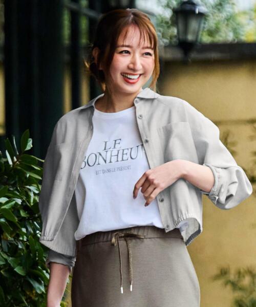 COUP DE CHANCE(クードシャンス)の「【手洗い可/日本製】半袖ロゴTシャツ(Tシャツ/カットソー・レディース・グレー系その他/ホワイト・38/34)」の3枚目の写真