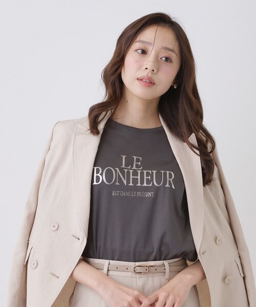 COUP DE CHANCE(クードシャンス)の「【手洗い可/日本製】半袖ロゴTシャツ(Tシャツ/カットソー・レディース・グレー系その他/ホワイト・38/34)」の4枚目の写真
