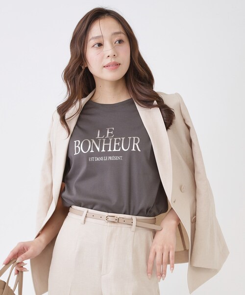 COUP DE CHANCE(クードシャンス)の「【手洗い可/日本製】半袖ロゴTシャツ(Tシャツ/カットソー・レディース・グレー系その他/ホワイト・38/34)」の5枚目の写真