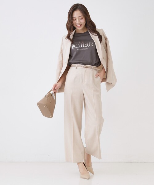 COUP DE CHANCE(クードシャンス)の「【手洗い可/日本製】半袖ロゴTシャツ(Tシャツ/カットソー・レディース・グレー系その他/ホワイト・38/34)」の6枚目の写真