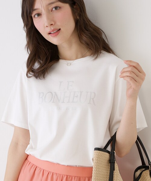 COUP DE CHANCE(クードシャンス)の「【手洗い可/日本製】半袖ロゴTシャツ(Tシャツ/カットソー・レディース・グレー系その他/ホワイト・38/34)」の8枚目の写真