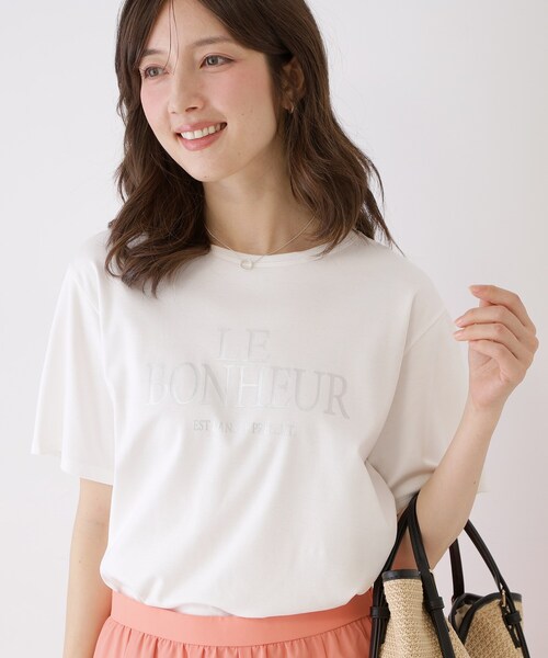 COUP DE CHANCE(クードシャンス)の「【手洗い可/日本製】半袖ロゴTシャツ(Tシャツ/カットソー・レディース・グレー系その他/ホワイト・38/34)」の9枚目の写真