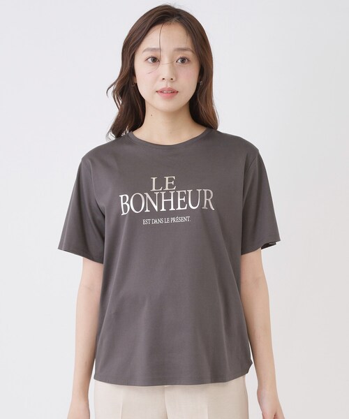 COUP DE CHANCE(クードシャンス)の「【手洗い可/日本製】半袖ロゴTシャツ(Tシャツ/カットソー・レディース・グレー系その他/ホワイト・38/34)」の19枚目の写真