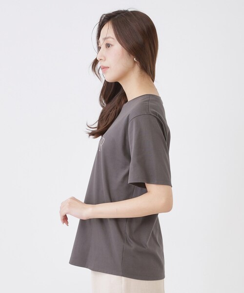 COUP DE CHANCE(クードシャンス)の「【手洗い可/日本製】半袖ロゴTシャツ(Tシャツ/カットソー・レディース・グレー系その他/ホワイト・38/34)」の20枚目の写真