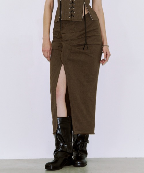 JOSE MOON（ジョゼムーン）の「ASYMMETRY CUT SKIRT/アシンメトリーカットスカート（スカート・レディース・ブラック/グレー/ブラウン・FREE）」の3枚目の写真