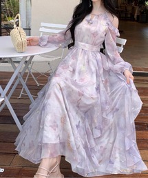 LUCPY（ラクピー）の「シアーバタフライティアードロングワンピース（ワンピース）」