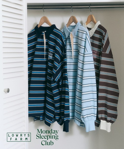 LOWRYS FARM(ローリーズファーム)の「Monday Sleeping Club マルチボーダーポロ 661562(Tシャツ/カットソー・レディース・ブルー/ネイビー/ブラウン・LARGE/MEDIUM)」の6枚目の写真