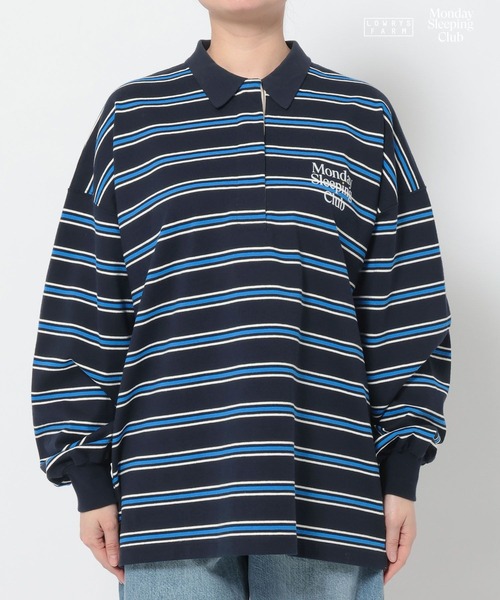 LOWRYS FARM(ローリーズファーム)の「Monday Sleeping Club マルチボーダーポロ 661562(Tシャツ/カットソー・レディース・ブルー/ネイビー/ブラウン・LARGE/MEDIUM)」の8枚目の写真