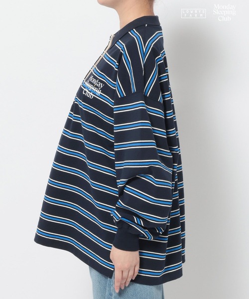 LOWRYS FARM(ローリーズファーム)の「Monday Sleeping Club マルチボーダーポロ 661562(Tシャツ/カットソー・レディース・ブルー/ネイビー/ブラウン・LARGE/MEDIUM)」の9枚目の写真