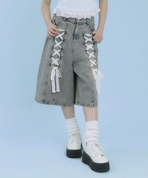ANAP GiRL（アナップガール）の「スピンドル レース デニム ハーフパンツ（デニムパンツ）」