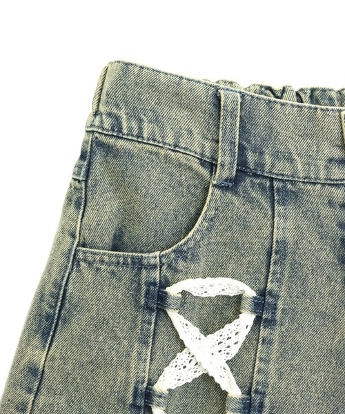 ANAP GiRL(アナップガール)の「スピンドル レース デニム ハーフパンツ(デニムパンツ・キッズ・ブルー/ブラック・XS/M/S)」の3枚目の写真