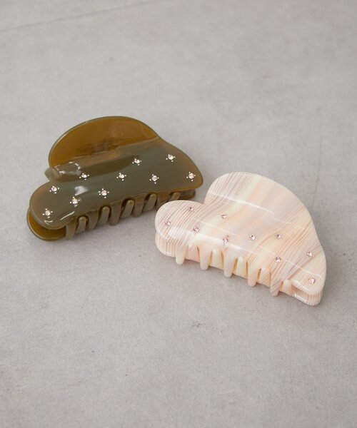 mystic(ミスティック)の「モチーフビジューヘアクリップ(バレッタ/ヘアクリップ・レディース・ブラウン/アイボリー・ONE SIZE)」の1枚目の写真