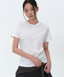ウィメンズプレーンクルネックTシャツ[ホワイト]
