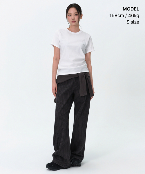 MUSINSA STANDARD WOMAN（ムシンサスタンダードウーマン）の「ウィメンズプレーンクルネックTシャツ[ホワイト]（Tシャツ/カットソー・レディース・その他・X-SMALL/SMALL/MEDIUM/LARGE）」の2枚目の写真