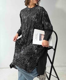 AS KNOW AS plus | ○異素材切り替え フェイクレイヤード シャツワンピース(シャツワンピース)