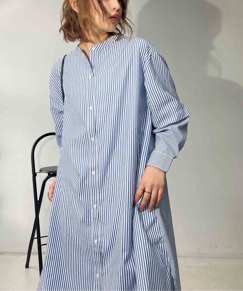 AS KNOW AS plus（アズノゥアズプラス）の「○異素材切り替え フェイクレイヤード シャツワンピース（シャツワンピース・レディース・ブラック系/ブルー系/グリーン系・FREE）」の3枚目の写真